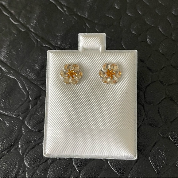 Sterling silver 925 Flower Citrine earrings - Picture 7 of 8